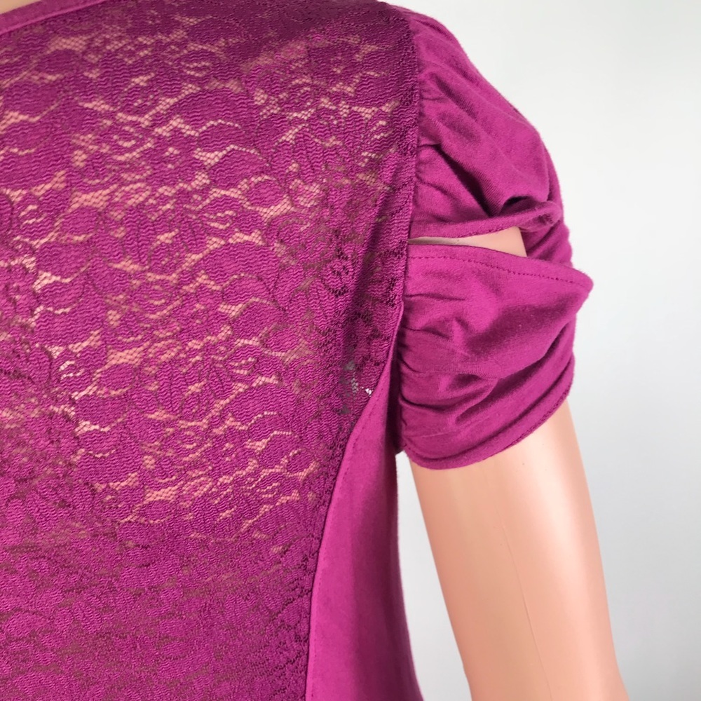 Free People Women’s Back Mesh Fitted Long Top Sz M - Picture 3 of 8